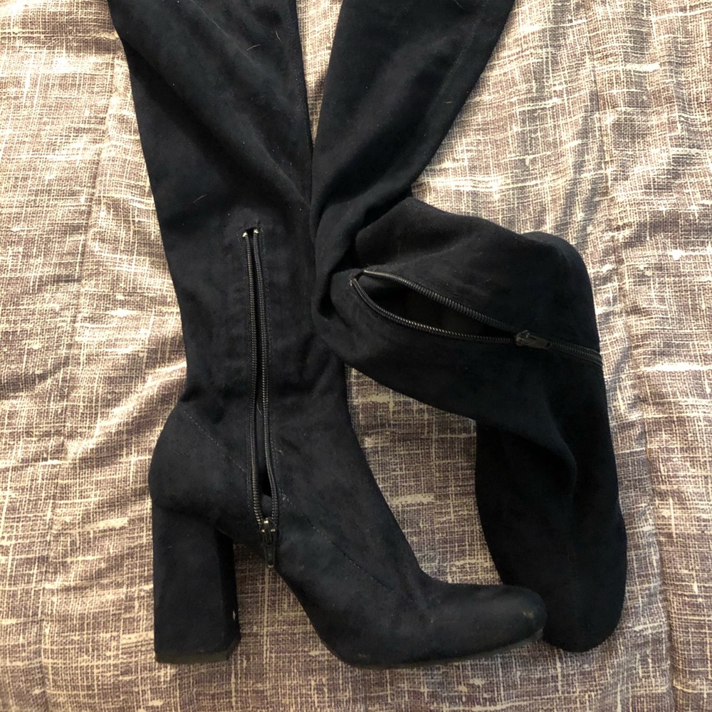 Thight High Blue Suede Boots